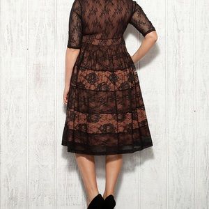 Kiyonna “Tiers of Joy” dress in black and cinnamon